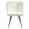 FJARD - Lot de 6 Fauteuils Blanc Tissu Bouclettes