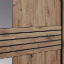 Armoire 2 portes coulissantes avec miroir et leds aspect bois et noir - NIKITA