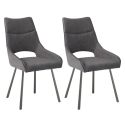 Lot de 2 chaises tissu coloris gris anthracite pieds métal laqué gris - SILOUAN
