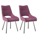 Lot de 2 chaises tissu coloris violet pieds métal laqué gris - SILOUAN