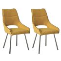 Lot de 2 chaises tissu coloris jaune pieds métal laqué gris - SILOUAN