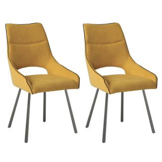 Lot de 2 chaises tissu coloris jaune pieds métal laqué gris - SILOUAN