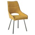 Lot de 2 chaises tissu coloris jaune pieds métal laqué gris - SILOUAN