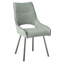 Lot de 2 chaises tissu coloris vert d'eau pieds métal laqué gris - SILOUAN