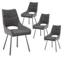 Lot de 4 chaises tissu coloris gris anthracite pieds métal laqué gris - SILOUAN