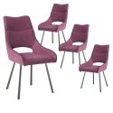 Lot de 4 chaises tissu coloris violet pieds métal laqué gris - SILOUAN