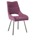 Lot de 4 chaises tissu coloris violet pieds métal laqué gris - SILOUAN