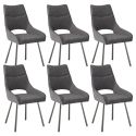 Lot de 6 chaises tissu coloris gris anthracite pieds métal laqué gris - SILOUAN