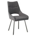 Lot de 6 chaises tissu coloris gris anthracite pieds métal laqué gris - SILOUAN