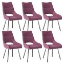 Lot de 6 chaises tissu coloris violet pieds métal laqué gris - SILOUAN