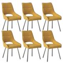 Lot de 6 chaises tissu coloris jaune pieds métal laqué gris - SILOUAN