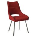 Lot de 6 chaises tissu coloris rouge pieds métal laqué gris - SILOUAN