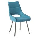 Lot de 6 chaises tissu coloris bleu pieds métal laqué gris - SILOUAN