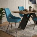 Lot de 2 chaises tissu coloris bleu pieds métal laqué gris - SILOUAN