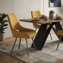 Lot de 4 chaises tissu coloris jaune pieds métal laqué gris - SILOUAN