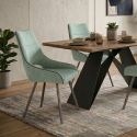 Lot de 4 chaises tissu coloris vert d'eau pieds métal laqué gris - SILOUAN