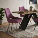 Lot de 6 chaises tissu coloris violet pieds métal laqué gris - SILOUAN