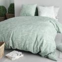 Parure housse de couette 240x220cm + 2 taies motif floral vert et blanc 100% coton - DALEY