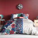 Parure housse de couette 260x240cm + 2 taie motif floral et graphique 100% coton - GEDALI