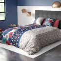 Parure housse de couette 260x240cm + 2 taie motif floral et graphique 100% coton - GEDALI