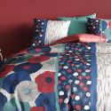 Parure housse de couette 260x240cm + 2 taie motif floral et graphique 100% coton - GEDALI