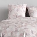 Parure housse de couette 240x220cm + 2 taies motif feuilles rose poudré 100% coton - LIXIA