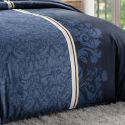 Parure housse de couette 260x240cm + 2 taies motif arabesques bleu 100% coton - FLORISE