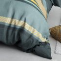 Parure housse de couette 260x240cm + 2 taies motif graphique bleu et jaune 100% coton - STRALA