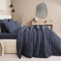 Parure housse de couette 260x240cm + 2 taies 100% gaze de coton lavée bleu pétrole - VALMA