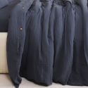 Parure housse de couette 260x240cm + 2 taies 100% gaze de coton lavée bleu pétrole - VALMA