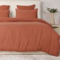 Parure housse de couette 240x220cm + 2 taies 100% gaze de coton lavée safran - VALMA