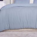 Parure housse de couette 260x240cm + 2 taies 100% gaze de coton lavée bleu givré - VALMA