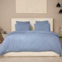 Parure housse de couette 240x220cm + 2 taies 100% gaze de coton lavée bleu givré - VALMA
