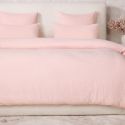 Parure housse de couette 260x240cm + 2 taies 100% gaze de coton lavée rose lotus - VALMA