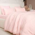 Parure housse de couette 240x220cm + 2 taies 100% gaze de coton lavée rose lotus - VALMA