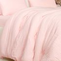 Parure housse de couette 240x220cm + 2 taies 100% gaze de coton lavée rose lotus - VALMA