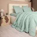 Parure housse de couette 260x240cm + 2 taies 100% gaze de coton lavée vert givré - VALMA