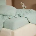 Parure housse de couette 260x240cm + 2 taies 100% gaze de coton lavée vert givré - VALMA