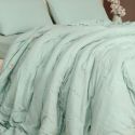 Parure housse de couette 240x220cm + 2 taies 100% gaze de coton lavée vert givré - VALMA