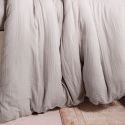 Parure housse de couette 260x240cm + 2 taies 100% gaze de coton lavée gris glacier - VALMA
