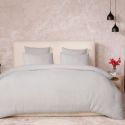 Parure housse de couette 240x220cm + 2 taies 100% gaze de coton lavée gris glacier - VALMA