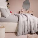 Parure housse de couette 240x220cm + 2 taies 100% gaze de coton lavée gris glacier - VALMA