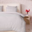 Parure housse de couette 240x220cm + 2 taies 100% gaze de coton lavée gris glacier - VALMA