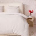 Parure housse de couette 240x220cm + 2 taies 100% gaze de coton lavée écru - VALMA