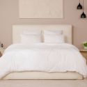 Parure housse de couette 260x240cm + 2 taies 100% gaze de coton lavée blanc pur - VALMA