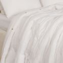 Parure housse de couette 260x240cm + 2 taies 100% gaze de coton lavée blanc pur - VALMA