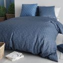 Parure housse de couette 240x220cm + 2 taies motif graphique bleu 100% coton - ZUMAIA