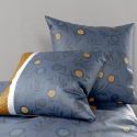 Parure housse de couette 240x220cm + 2 taies motif graphique bleu et jaune 100% coton - ORBAL