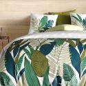 Parure housse de couette 240x220cm + 2 taies motif feuilles palmiers 100% coton - MELCHIOR