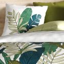 Parure housse de couette 240x220cm + 2 taies motif feuilles palmiers 100% coton - MELCHIOR